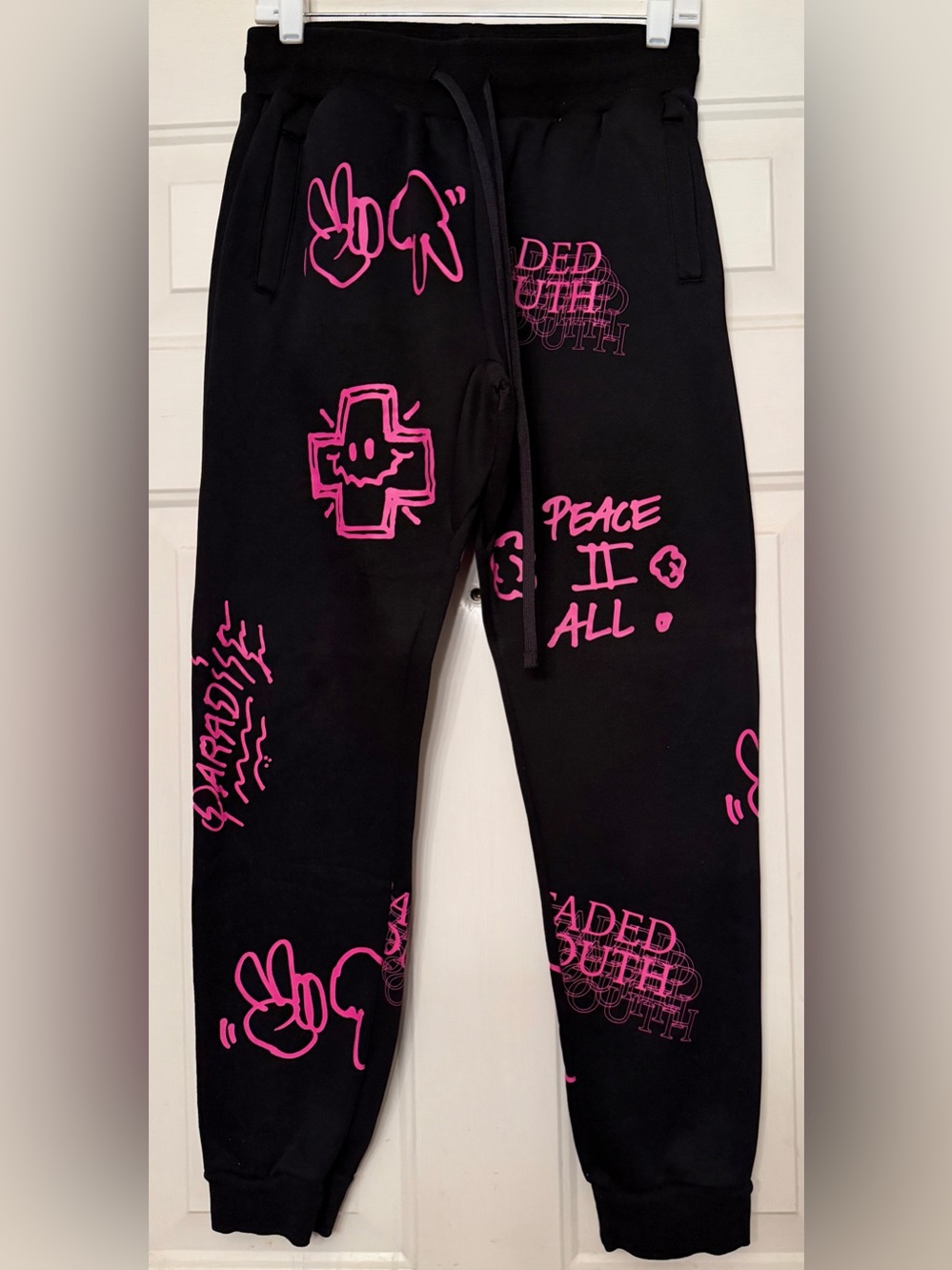 Pacsun Mens Black & Pink Graphic Hoodie & Jogger Sweat Set - Streetwear - Medium - Picture 5 of 7